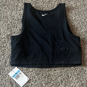 Nike Black Cropped Sports Tank with White Swoosh